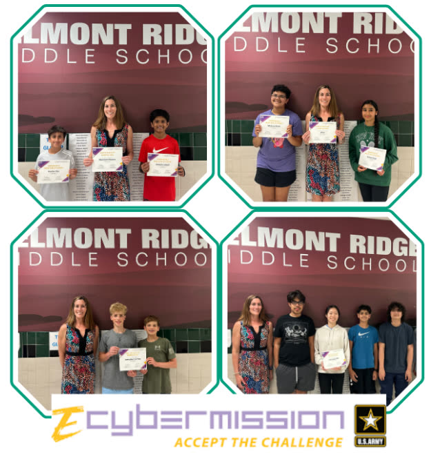 Belmont Ridge Middle School eCYBERMISSION award winners