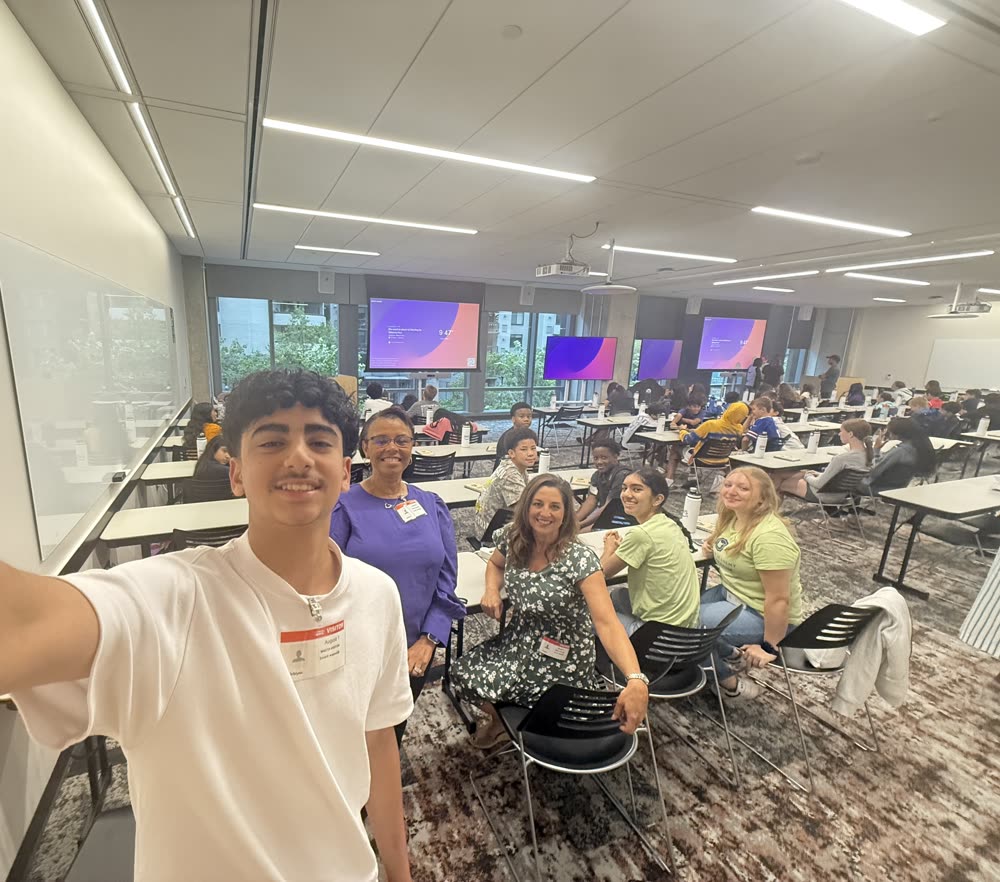 Students and mentors in a classroom during the AWS field trip