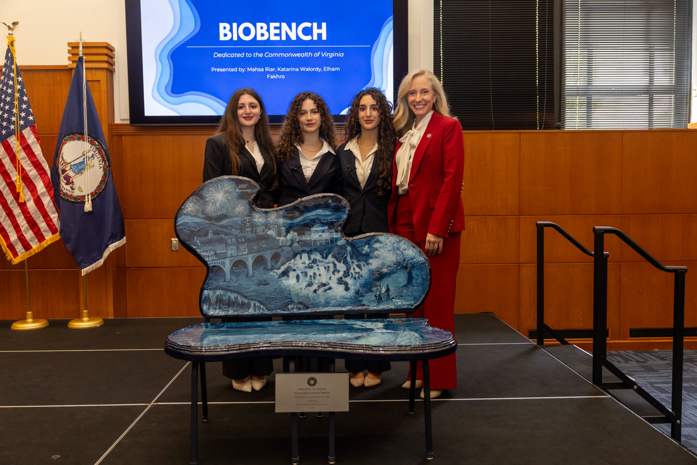 Governor Abigail Spanberger with the Orblynx BioBench team and BioBench Virginia