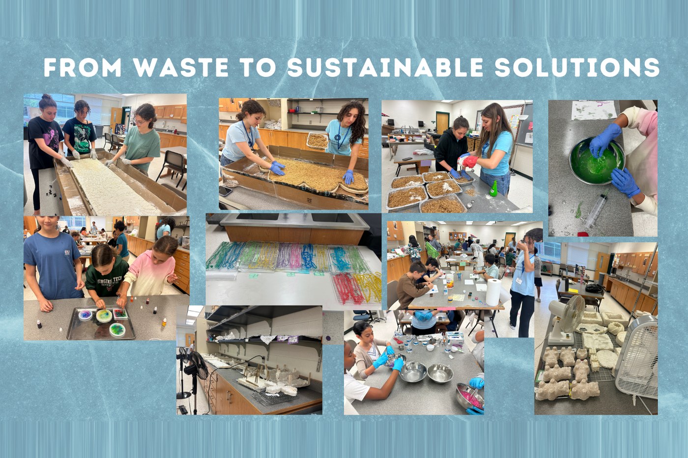 Summer Innovation Academy: from waste to sustainable solutions, students working with biomaterials in the lab